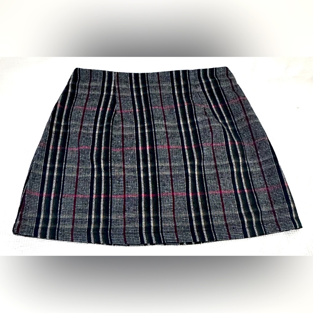 Plaid Side Zip Skirt L - Picture 2 of 8